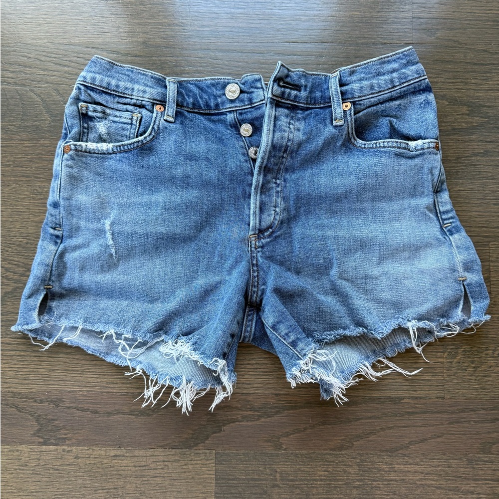 Citizens Of Humanity Blue Distressed High-Rise Marlow Denim Shorts